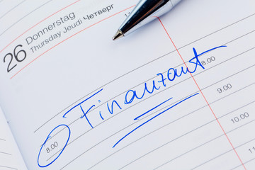 Obraz premium Eintrag im Kalender: Finanzamt