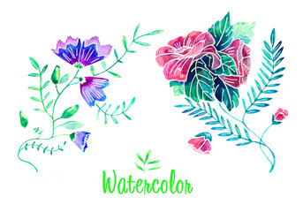 Watercolor flowers background