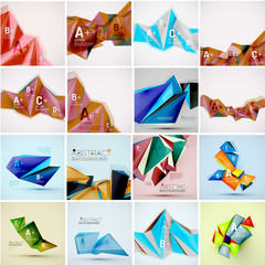 Set of triangle geometric 3d forms. Modern info banner abstract