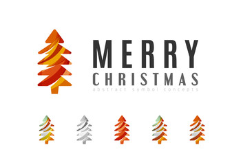 Obraz premium Set of abstract Christmas Tree Icons, business logo concepts