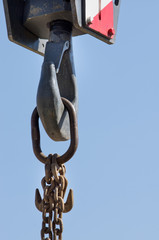 Fototapeta premium Crane hook against blue sky