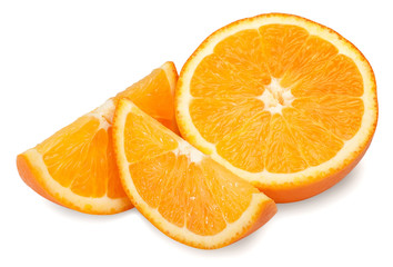 orange and slices isolate on white