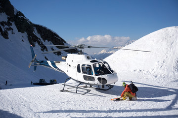 White rescue helicopter parked in the mountains © Vasily Merkushev