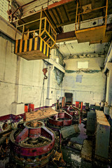 old  lock mechanism at an abandoned dam