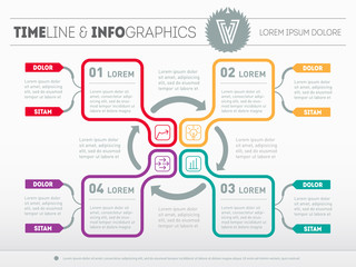 Web Template for circle diagram or presentation with icons and d