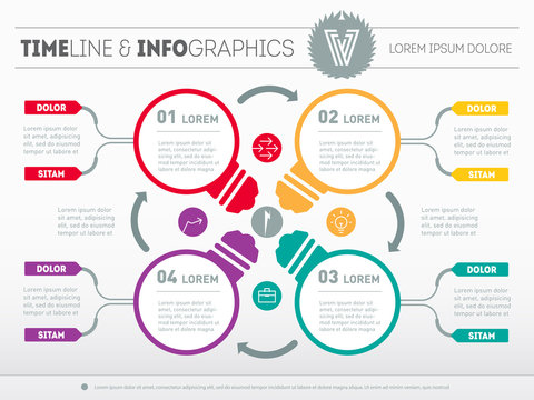 Web Template for circle diagram or presentation with stylized la