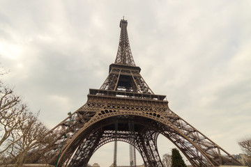 Fototapeta na wymiar The Eiffel tower in Paris, view from ground