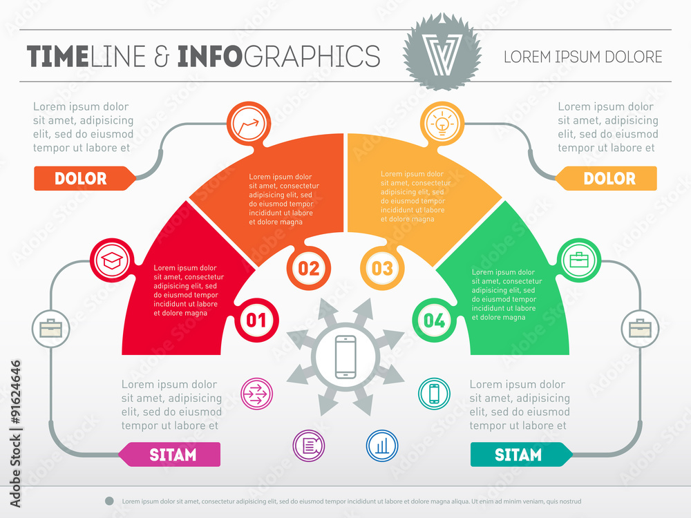 Poster part of the report with logo and icons set. business concept wit