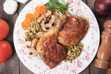 Roasted chicken legs