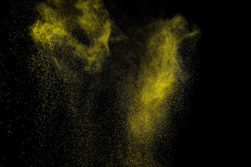 Abstract yellow and gold  paint Holi.