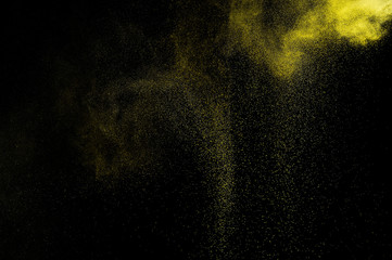 Abstract yellow and gold  paint Holi.