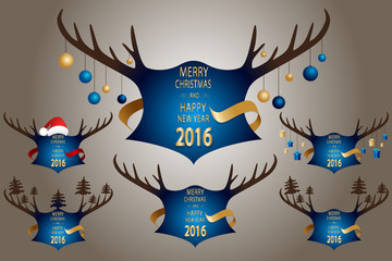 Christmas banner with blue horns.