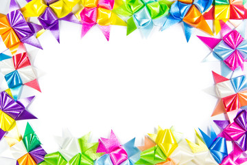 Ribbin colorful frame on white backgruond, isolate copy space