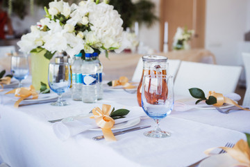 table set for wedding or another catered event dinner