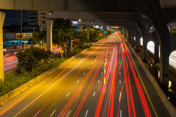 traffic and car lights in rush hour background.  