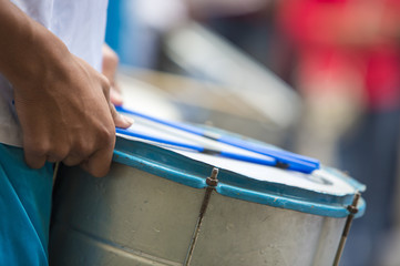 Drummer performing for the carnival opening of Salta, Argentina