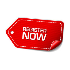 Register Now Red Vector Icon Design