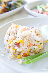 Fried rice with big shrimps, Thai food