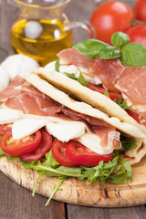 Piadina romagnola, italian flatbread sandwich