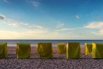 Cabs for relaxing on the beach under tents