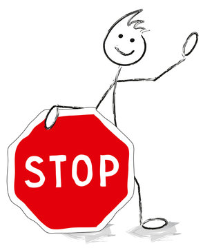 personnage avec panneau stop