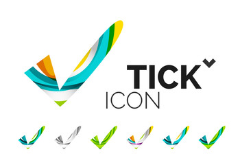 Set of abstract OK and tick icons, business logotype concepts