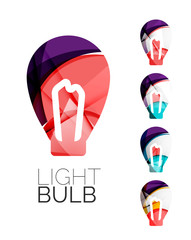 Set of abstract light bulb icons, business logotype idea