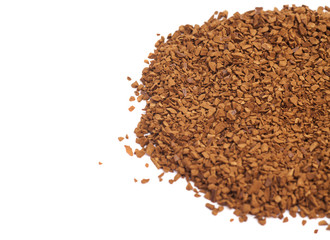 Heap of ground coffee on white