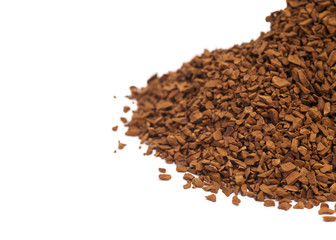 Heap of ground coffee on white