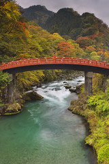 Fototapeta na wymiar Shinkyo Bridge in Nikko, Japan in autumn
