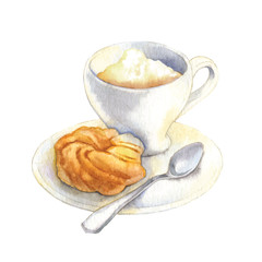 Sketch of coffee and backery.