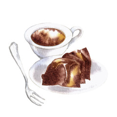 Sketch of coffee and backery