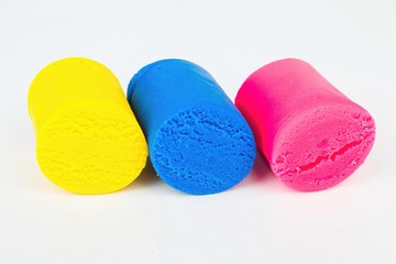 Pieces of plasticine. Stock image macro.