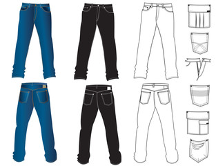Jeans clothes on white.Vector
