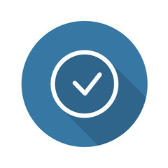 Accept Icon. Confirm Button. Flat Design. Long Shadow.