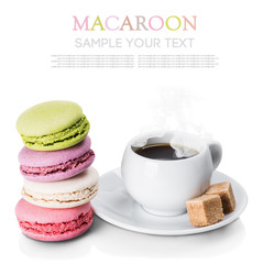 Cup of coffee and macaroons