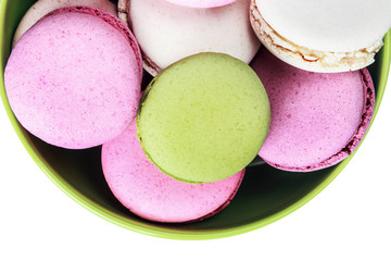 Colorful macaroons cake isolated on white