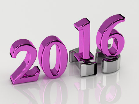 3d numbers. 2016 new year over 2015