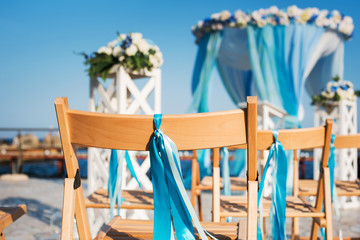 beautiful wedding setting up on beach