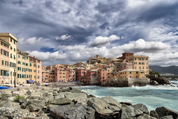 Dramatic clouds and stormy sea, Boccadasse, Italy