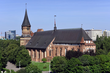 Fototapeta na wymiar The Cathedral in Kaliningrad (former Koenigsberg). Kant island(former Kneiphof). Built 1333.