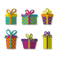 vector set of cute colorful gift boxes