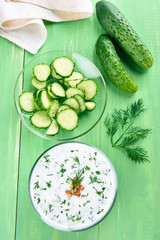 Tarator soup and fresh cucumbers