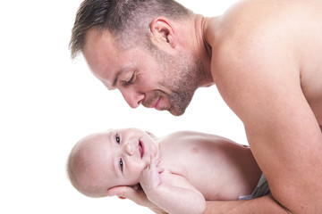 father baby studio white