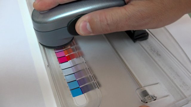 4K Print Spectrophotometer on Chart color control measurement. UHD stock footage