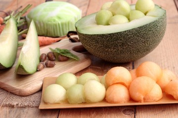 Cantaloupe melon fruit juicy and Melon cake.