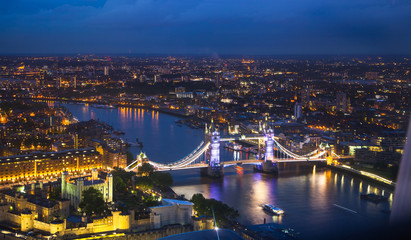 Tower Bridge in night lights, London