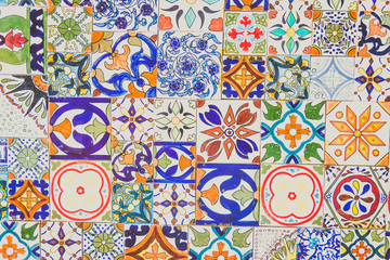 Morocco ceramic tiles style textures background - vintage filter