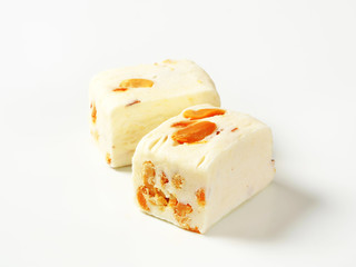 White soft nougat cubes