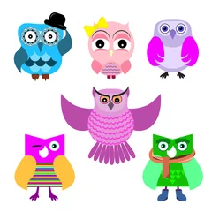 Fotobehang Cartoon smart owl set © MihalNA